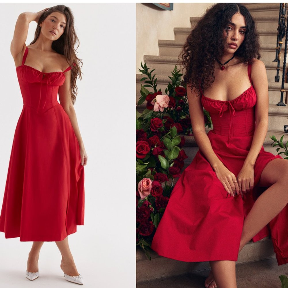 House of CB ‘Carmen’ Red Rose Bustier Sundress NWT - Picture 9 of 15